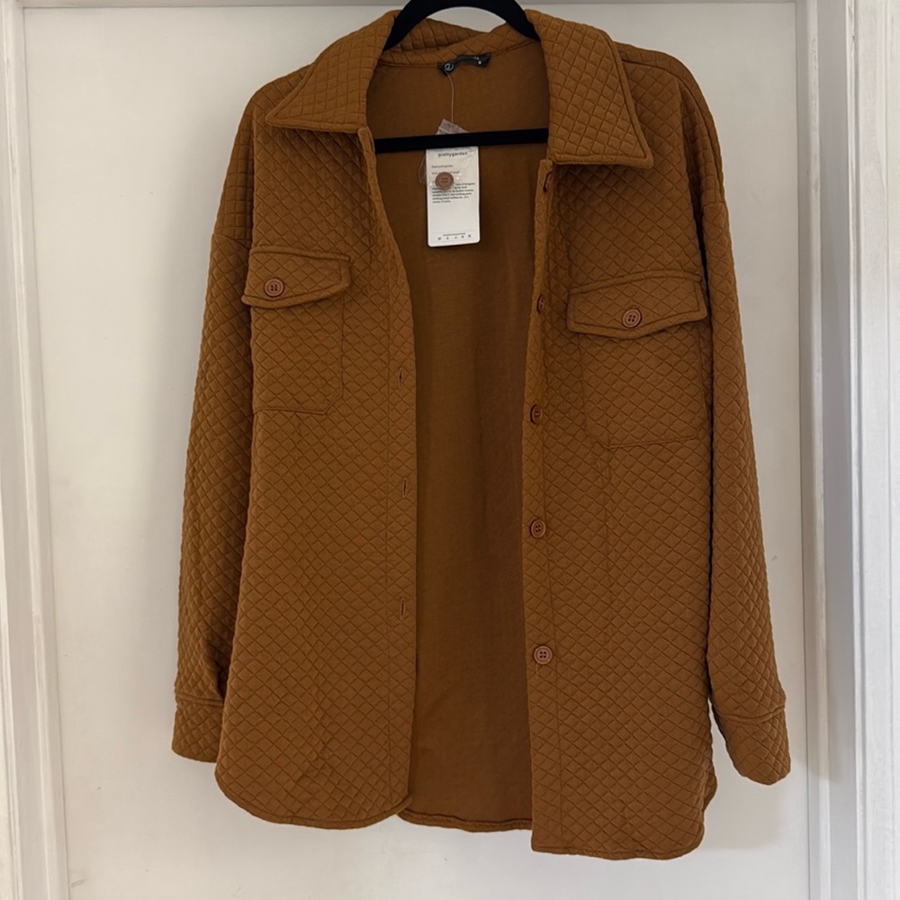 Quilted Shacket - Dark Khaki Color
